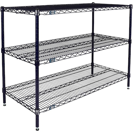 Nexel 3 Shelf, Nexelon Blue Wire Shelving Unit, Starter, 30inW x 14inD x 34inH B3151605
